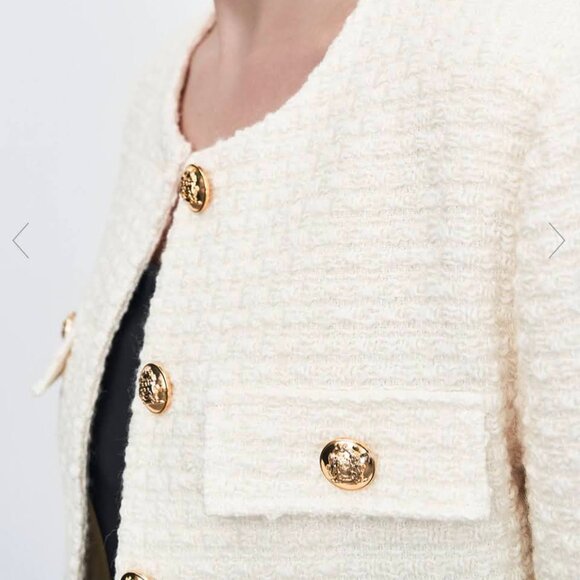 Urban Revivo MULTI-POCKET TWEED JACKET White - Picture 3 of 5